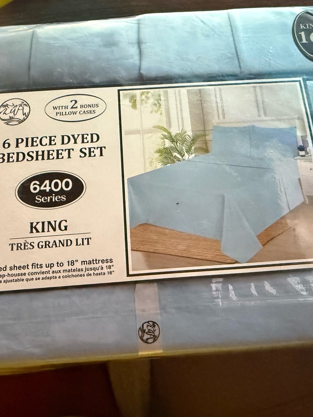 King 6-Piece Dyed Sheet Set in Light Blue
